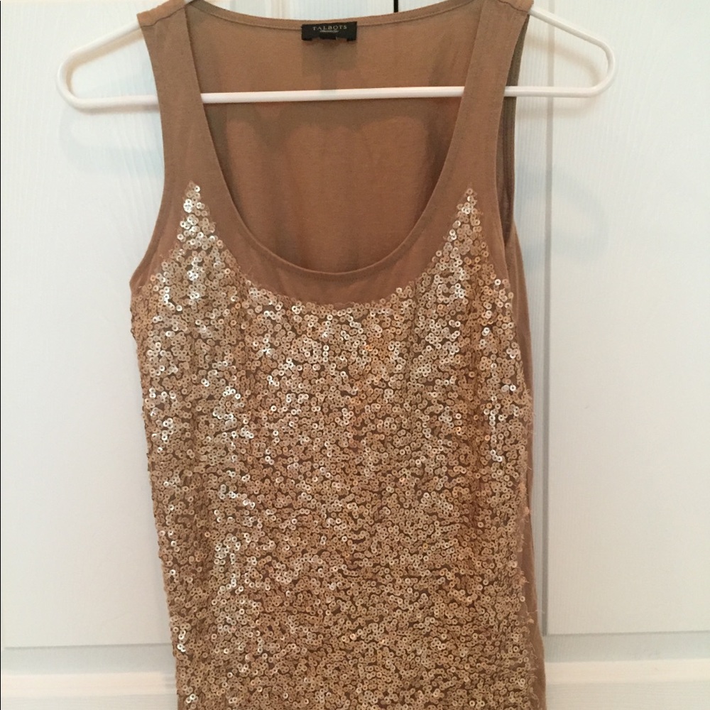 Talbots gold sequined top